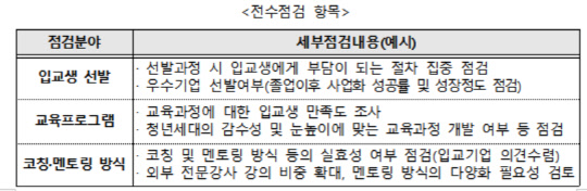 전수점검 항목 <자료:중소벤처기업부>